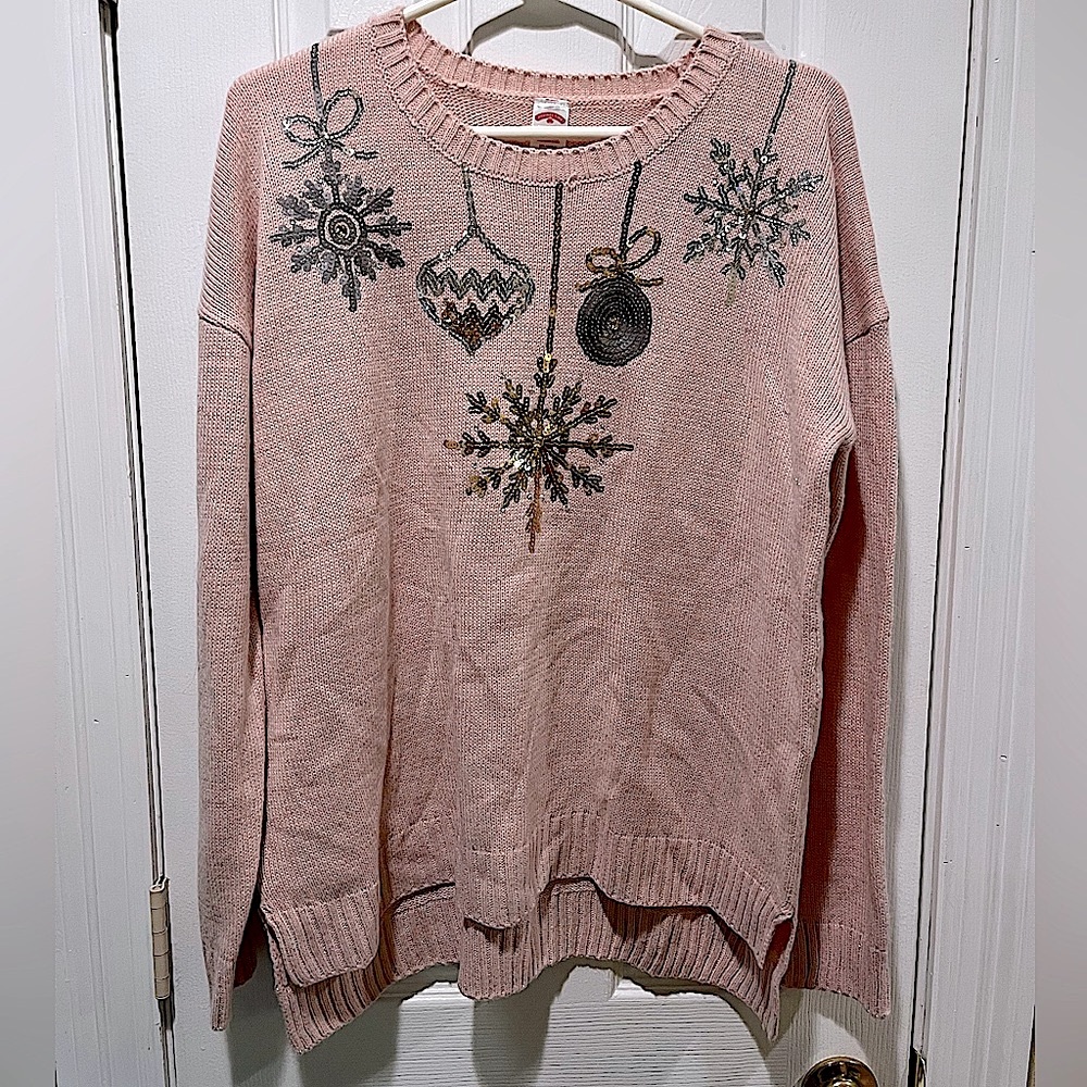 Holiday Time Pink Festive Women's Sweater
